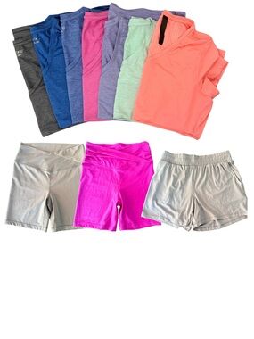 Women's Activewear Shorts Shirts- Lot- L-XL- Polyester- Gym Wick Sweat Proof